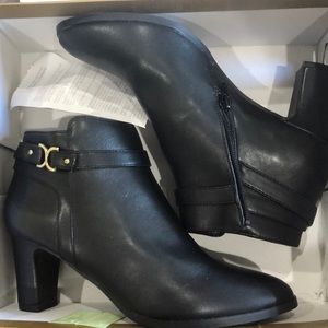 Booties with leather strap detail